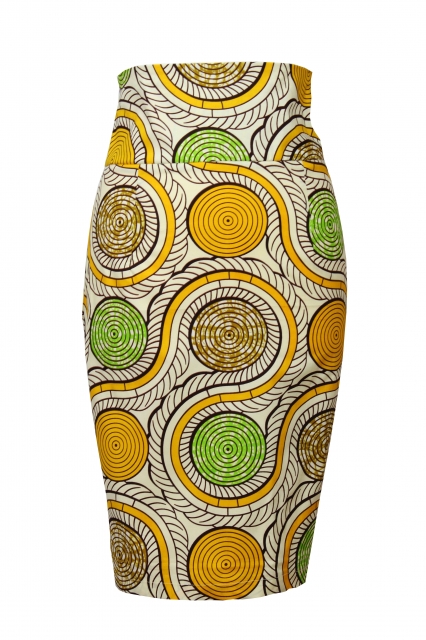 TAYE-Afrykańskie-wzory-afrykański-wosk-ołówkowa-spodnica-moda-damskie-w-polsce--zolta-spodnica-olowkowa-nini-front