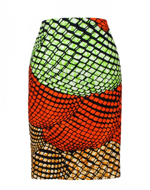 TAYE-Afrykańskie-wzory-afrykański-wosk-ołówkowa-spodnica-moda-damskie-w-polsce-niebieski- Wysokim-stanem-lumi-olowkowa-spodnica-w-kolorze-zielonym-i-pomaranczowym