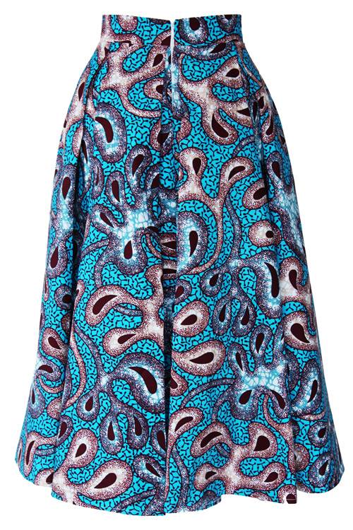 taye-afrykańskie-wzory-midi-spodinca-afrykański-wosk-midi-Spodnice-moda-kobiety-niebieski-brazowy-back-Plisowana