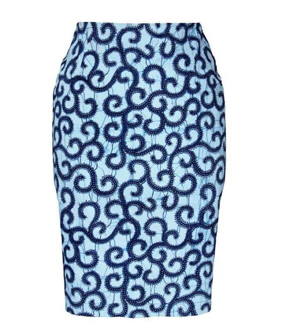 TAYE-Afrykańskie-wzory-afrykański-wosk-ołówkowa-spodnica-moda-damskie-w-polsce-niebieski-front