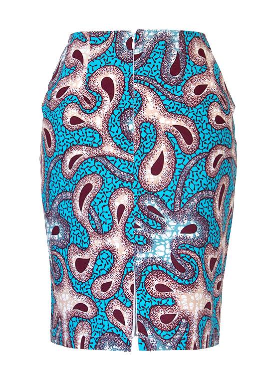 TAYE-Afrykańskie-wzory-afrykański-wosk-ołówkowa-spodnica-moda-damskie-w-polsce-turkusowy-back-octopus