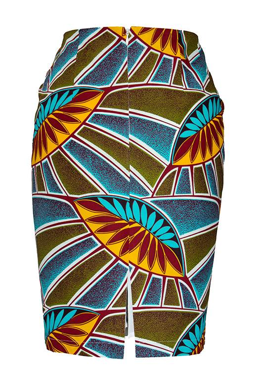 TAYE-Afrykańskie-wzory-afrykański-wosk-ołówkowa-spodnica-moda-damskie-oliwa-army-back