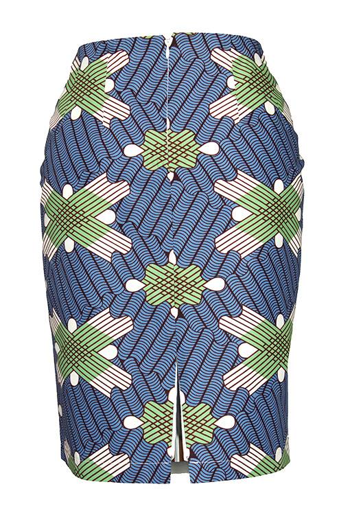 TAYE-Afrykańskie-wzory- afrykański-wosk-ołówkowa-spodnica-moda-damskie-bialy-niebieski