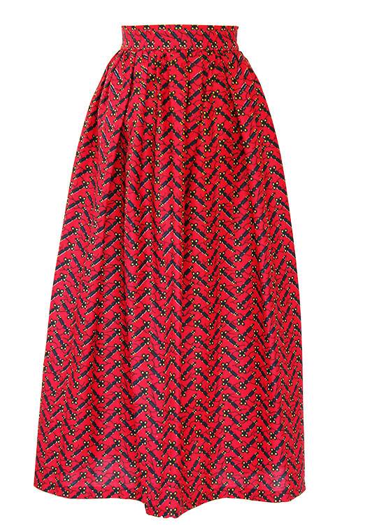 TAYE-african-print-wax-maxi-skirt-spodnice-afrykanskie-maxi-red-black-keys-front