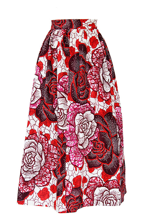 TAYE-african-print-wax-maxi-skirt-spodnice-afrykanskie-maxi-red-rose-brown-white-front