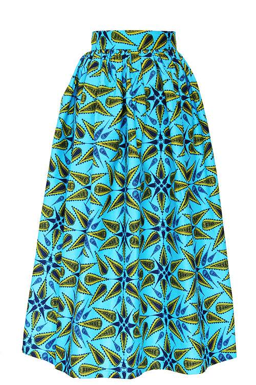 TAYE-african-print-wax-maxi-skirt-spodnice-afrykanskie-maxi-turqouise-yellow-front