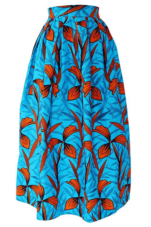 TAYE-african-print-wax-maxi-skirt-spodnice-afrykanskie-maxi-turquoise-orange-front