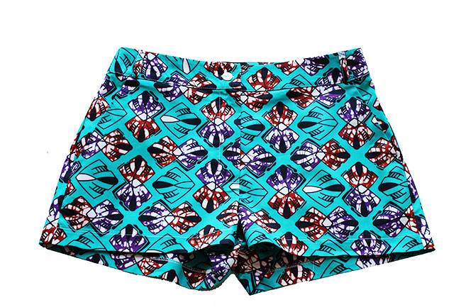 Taye-african-print-shorts-Afrykanskie-szorty-moda-polsce-turquoise-burgundy-front1