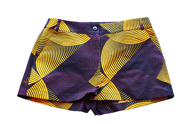 Taye-african-print-shorts-Afrykanskie-szorty-moda-polsce-yellow-and-burgundy1-front