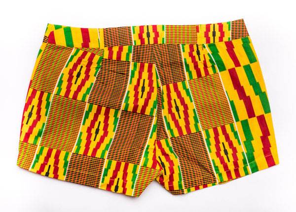 TAYE-Afrykańskie-wzory-afrykański-wosk-ołówkowa-spodnica-moda-damskie-w-polsce-szorty-kente-zolty-back