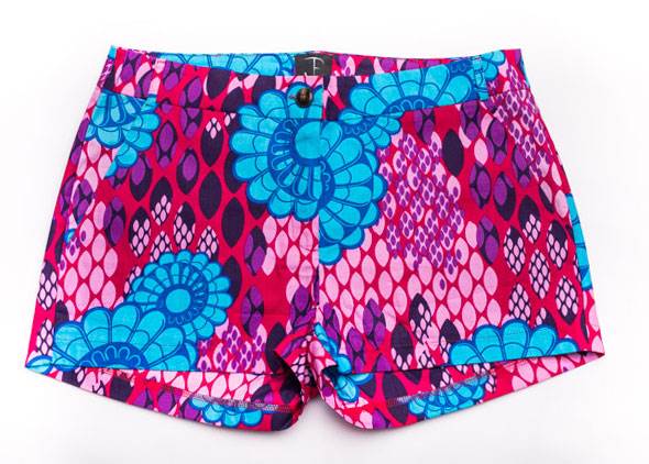 Taye-african-print-wax-shorts-Afrykanskie-szorty-moda-polsce-pink-turquoise-front