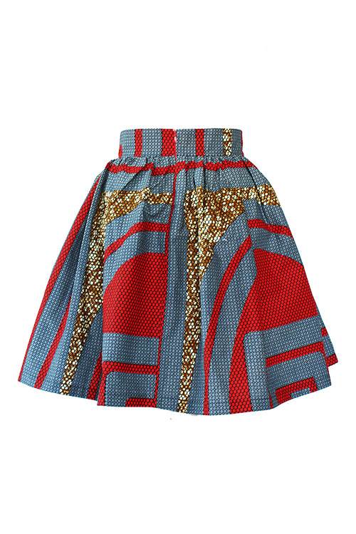 Taye-african-print-flare-skirt-grey-brown-red-afrykanskie-mini-spodnice-spodnia-back