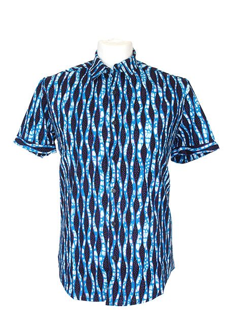 men-shirt-meski-koszule-african-print-afrykanskie-wzory-niebieski-Rahim-button-up-collar-short-sleeve-shirt