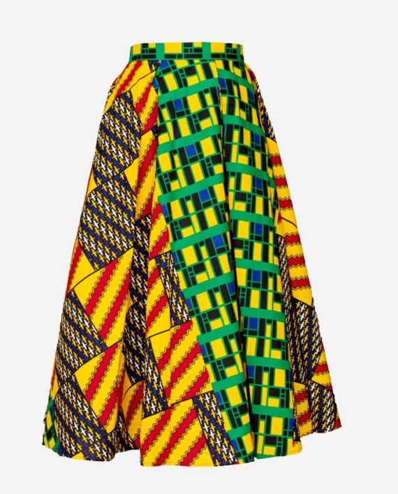 Kente-green-pleat-skirt-ghana-wroclaw-damska-spodnica-w-polsce-gdansk-moda-afryka-kobieta-spódnica-pilsowana-midi-kente